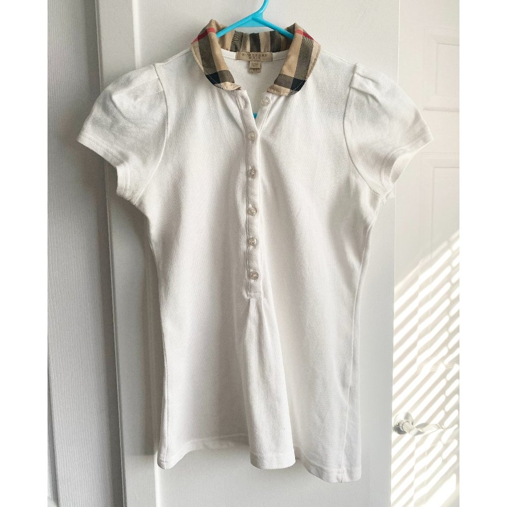 Burberry Brit Checked Collar Polo Shirt, size XS